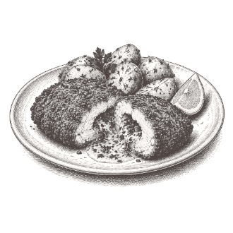 Chrupiący kotlet de Volaille – rysunek