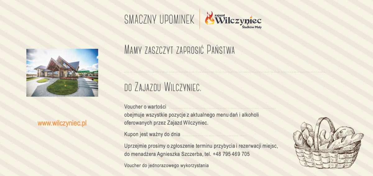 Voucher prezentowy „Smaczny upominek” do zajazdu Wilczyniec